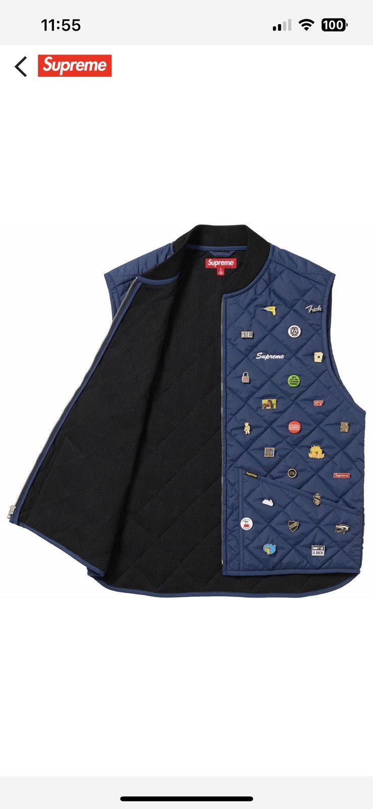Supreme Pins Quilted Work Vest