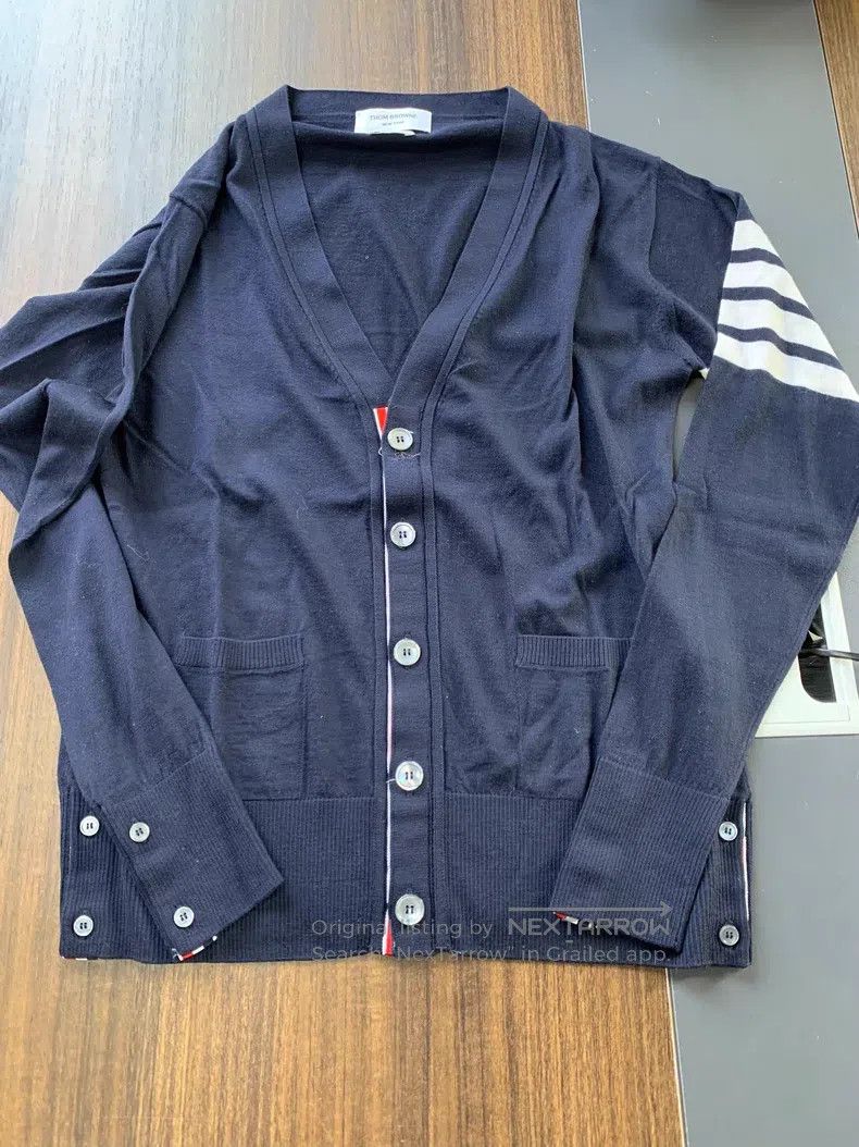 Thom Browne Thom Browne Old Money Style Wool Cardigan, Blue Size US M / EU 48-50 / 2 - 1 Thumbnail