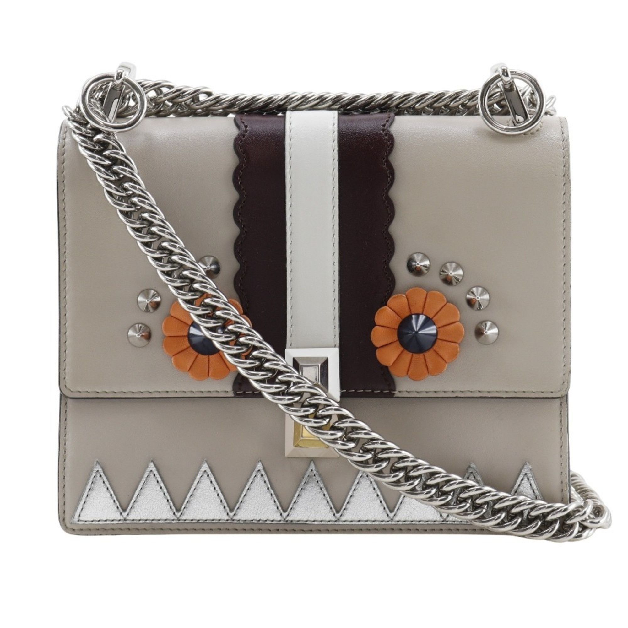 Fendi FENDI Canai Shoulder Bag Studs 8M0381-9JU Calf Beige Flap Mini Women's Size ONE SIZE - 1 Thumbnail