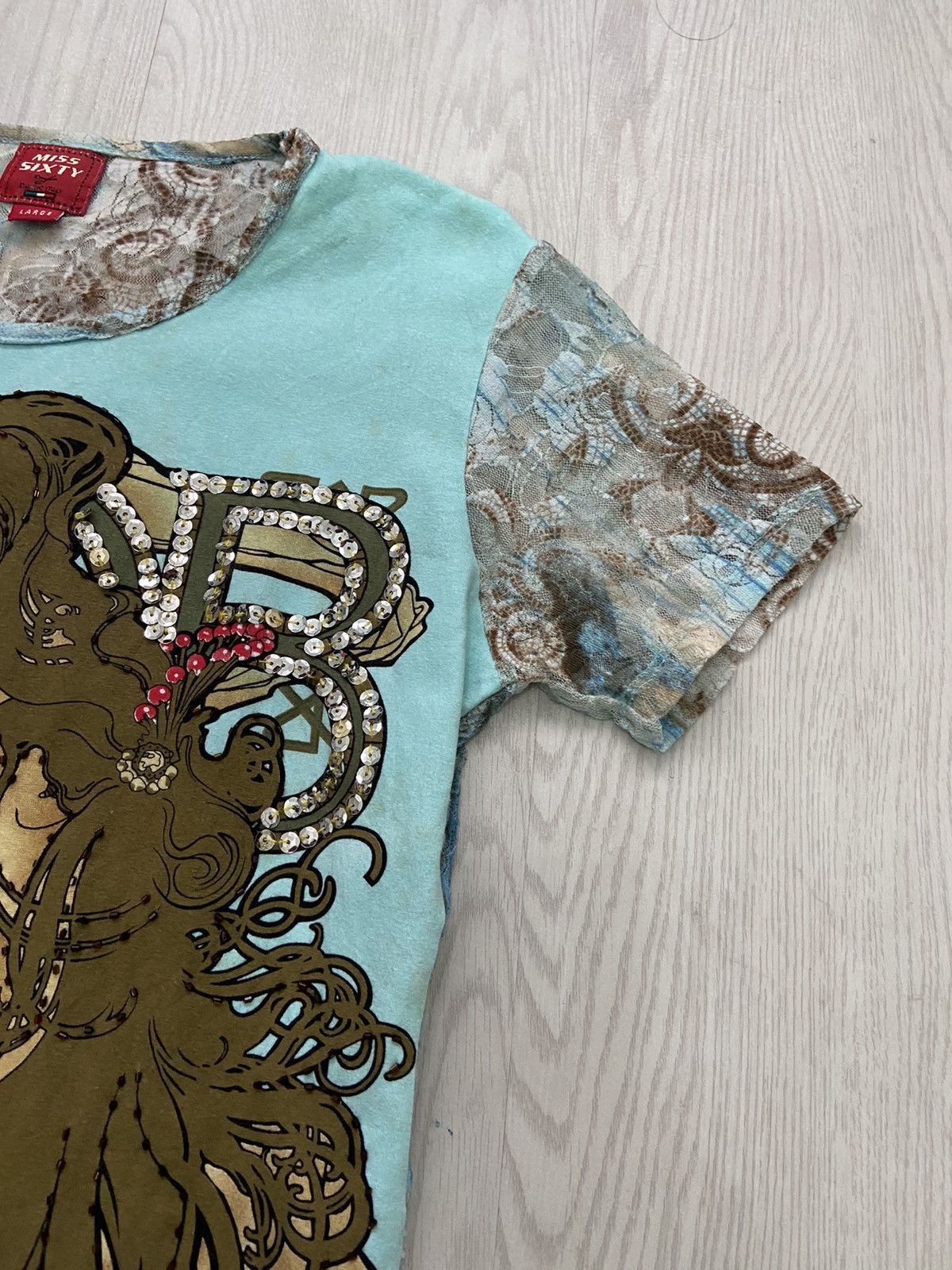 Miss Sixty Vintage 2000’s Miss Sixty Jadore Inspired Hybrid Net Tshirt Size L / US 10 / IT 46 - 3 Thumbnail