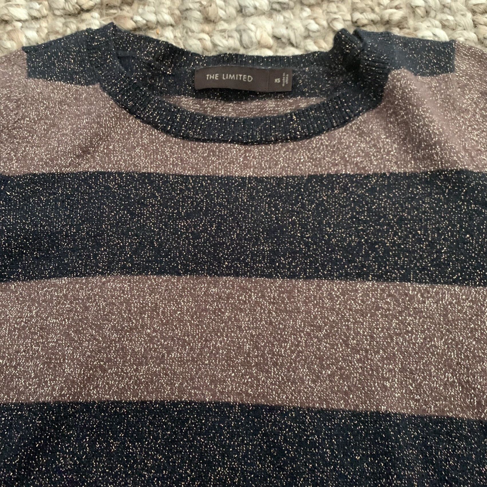Vintage The Limited Sweater Womens XS Black Metallic Striped Pullover Lightweight Cotton Blend Knit Round Neck 3/4 Sleeve Womens Size XS / US 0-2 / IT 36-38 - 3 Thumbnail