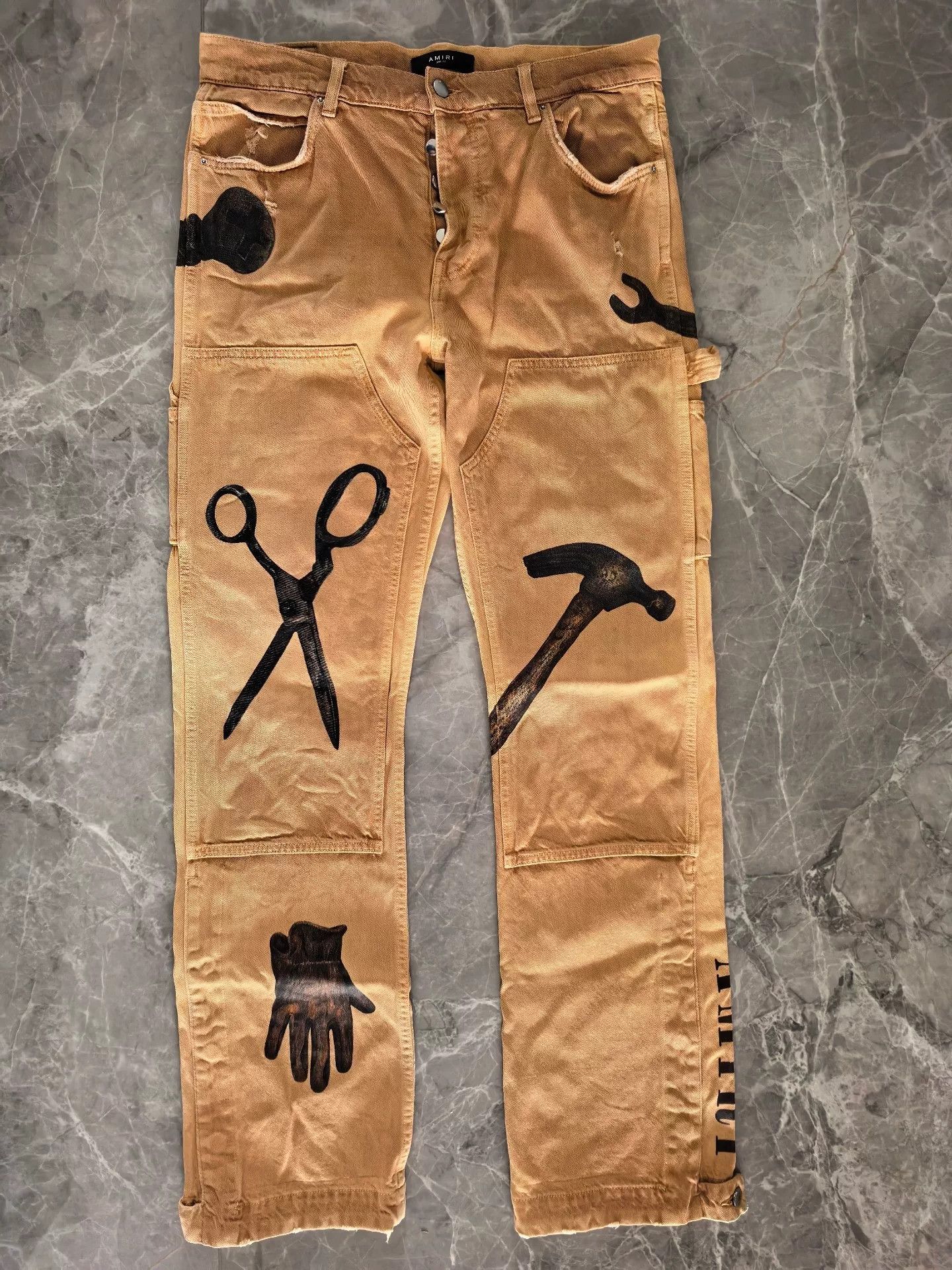 Amiri amiri fw22工装裤 with剪刀印花 Size US 32 / EU 48 - 1 Thumbnail