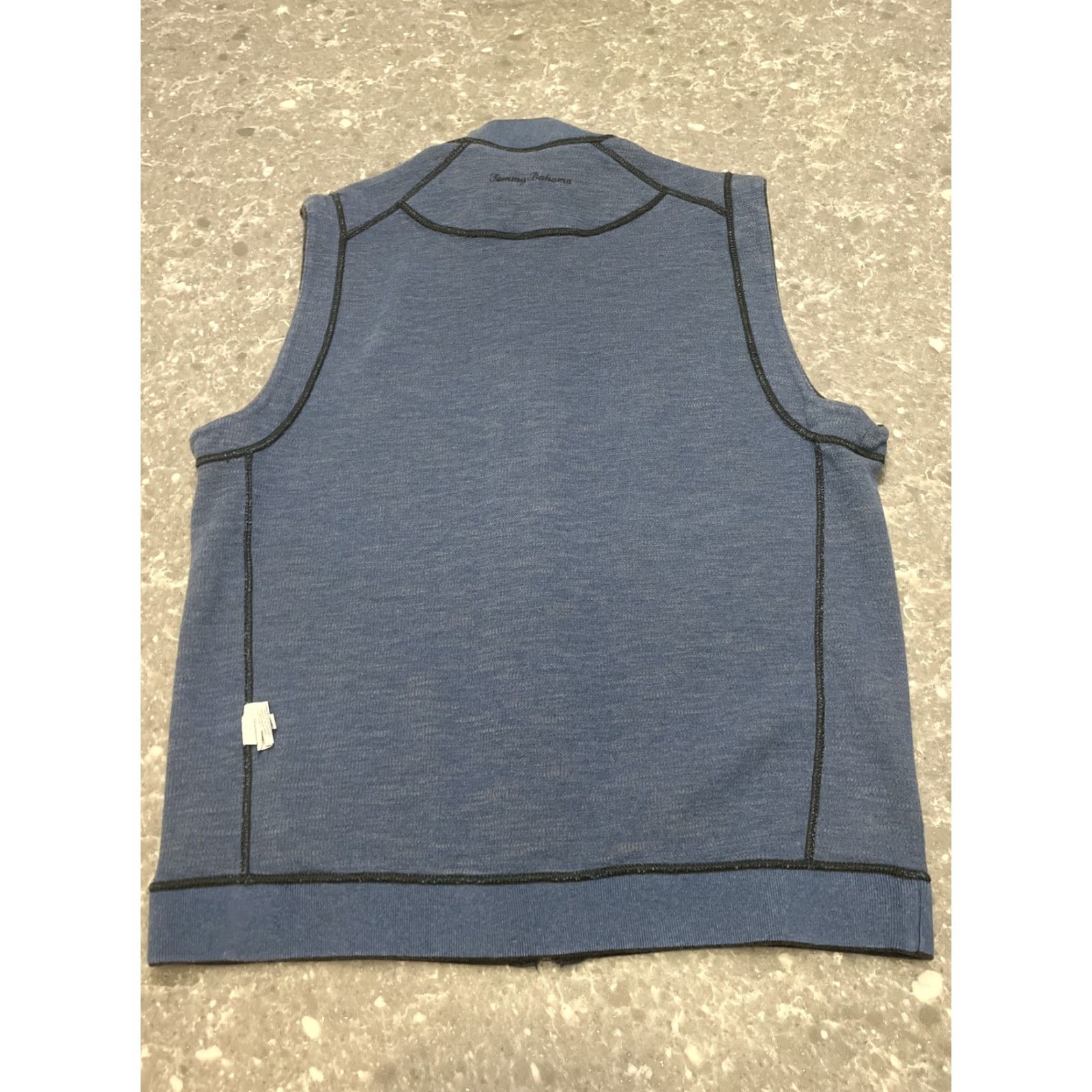 Tommy Bahama Tommy Bahama Vest Sweater Mens 2XL Blue Solid Full Zip Marlin Embroidered Classic Preppy Knit Stand-Up Collar Casual Formal Golf Beach Classiccore Size US XXL / EU 58 / 5 - 7 Thumbnail