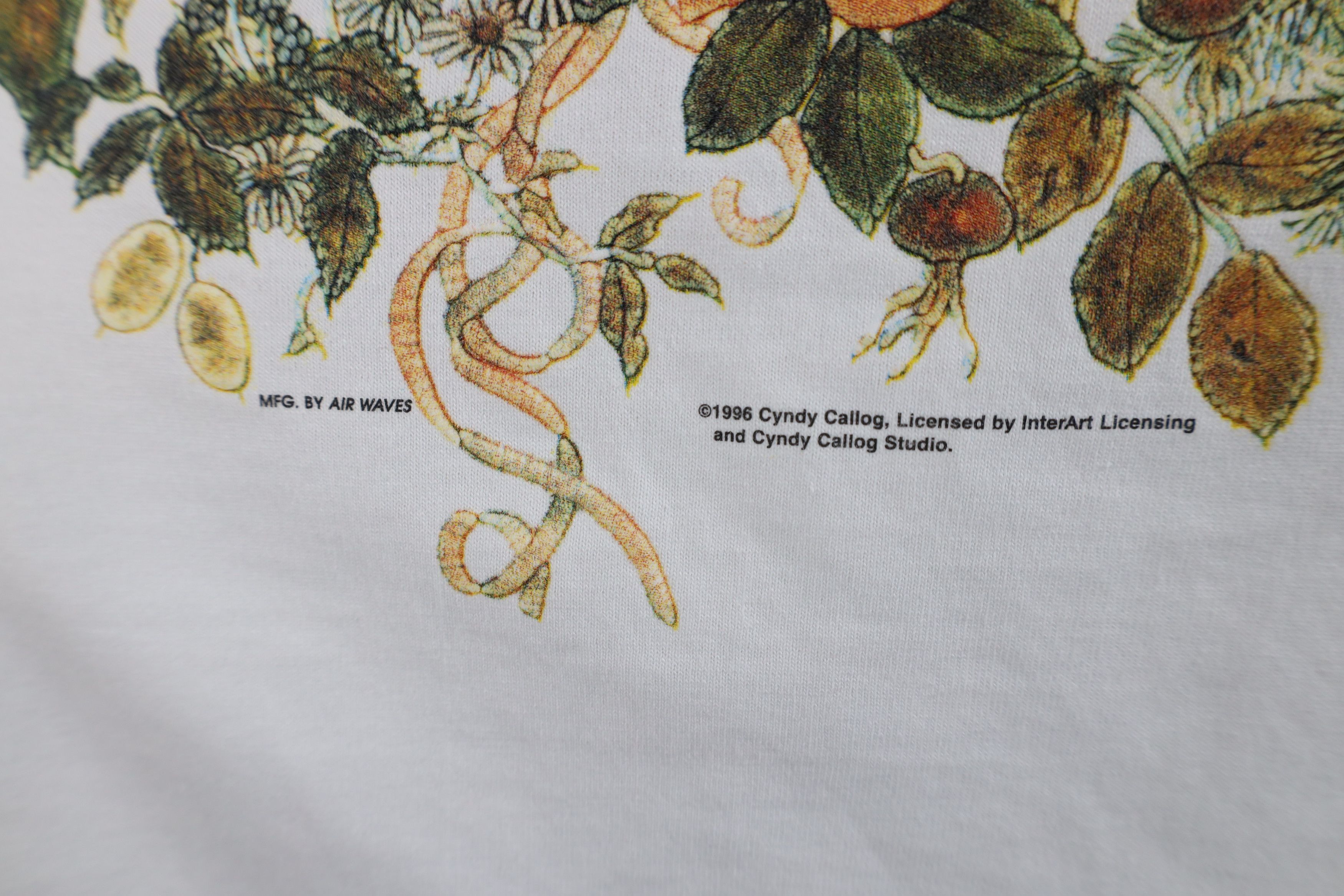 Vintage Vinage 90s Streetwear Bird Flower Short Sleeve T-Shirt White Size XL / US 12-14 / IT 48-50 - 5 Thumbnail