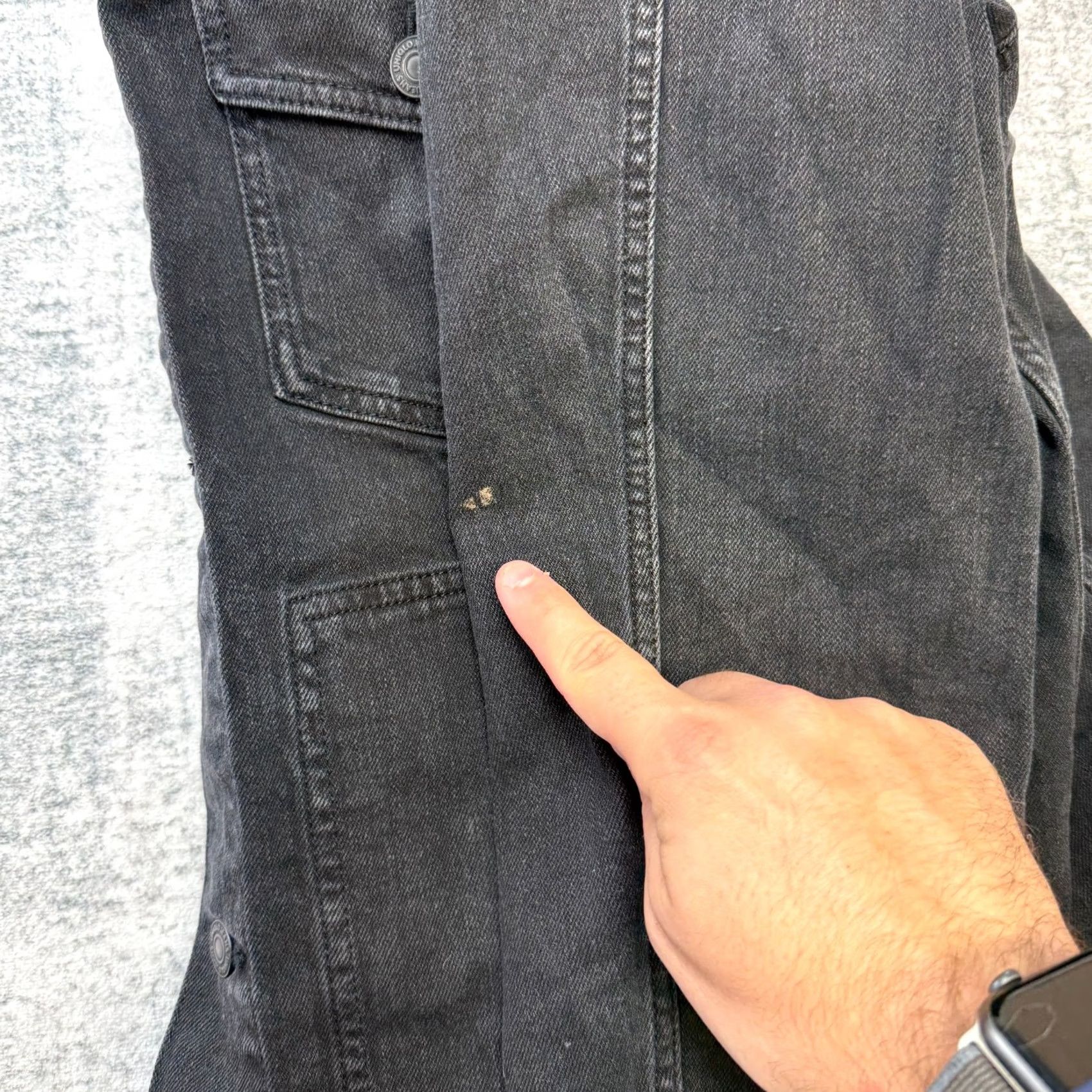 Uniqlo Uniqlo Jacket Mens L Black Denim Trucker Button Front Stretch Pockets Bomber Jacket Casual Regular Fit Cotton Denim Short Sleeve? Size US 33 - 5 Thumbnail
