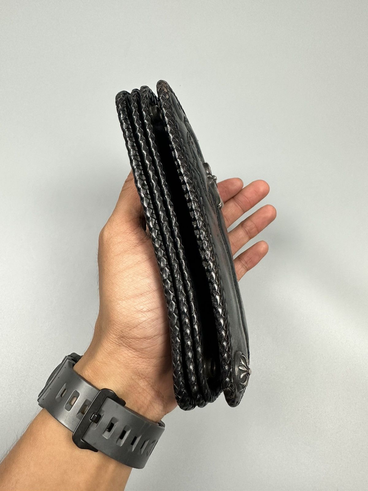 Genuine Leather 🔥Sick🔥Chrome Hearts Inspired Handmade Leather Long Wallet Size ONE SIZE - 11 Thumbnail