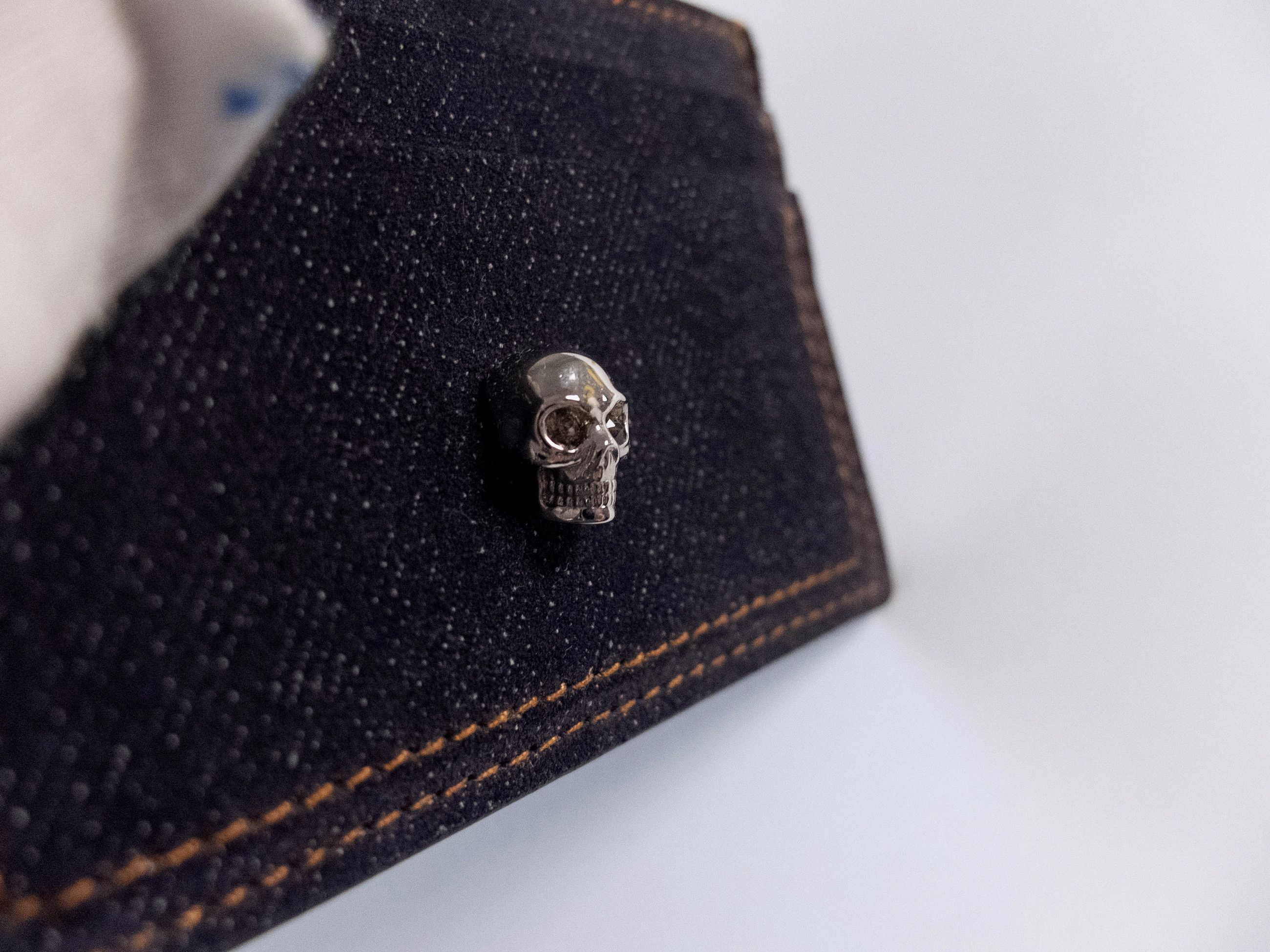 Alexander McQueen ALEXANDER MCQUEEN blue Skull leather "denim" card holder Size ONE SIZE - 2 Thumbnail