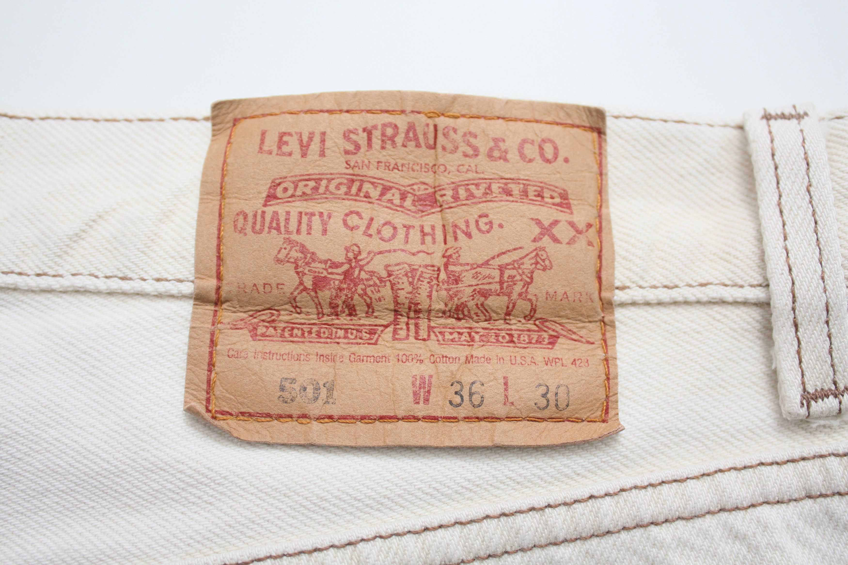 Levi's Vintage Clothing Levi's 501 Vintage Cream Denim Jeans W36L30 Made In USA Size US 36 / EU 52 - 4 Thumbnail