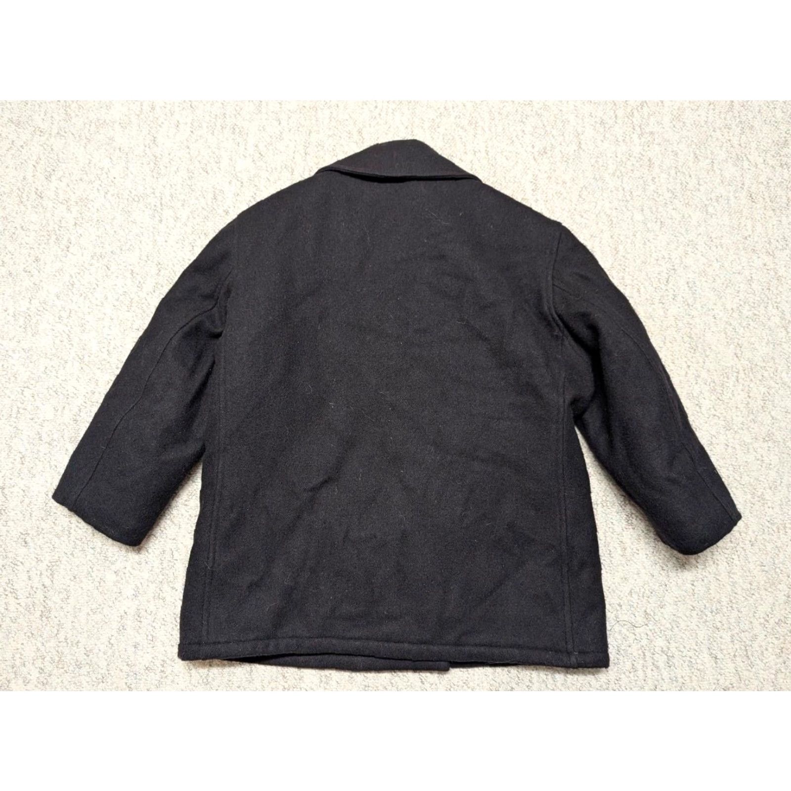Vintage VINTAGE Pea Coat Navy Blue Wool XL 46-48 Navy anchor buttons Navy Blue NAVAL 1990s Lined Mens Coat Wool 46-48 Navy Button Mens Size US XL / EU 56 / 4 - 4 Thumbnail