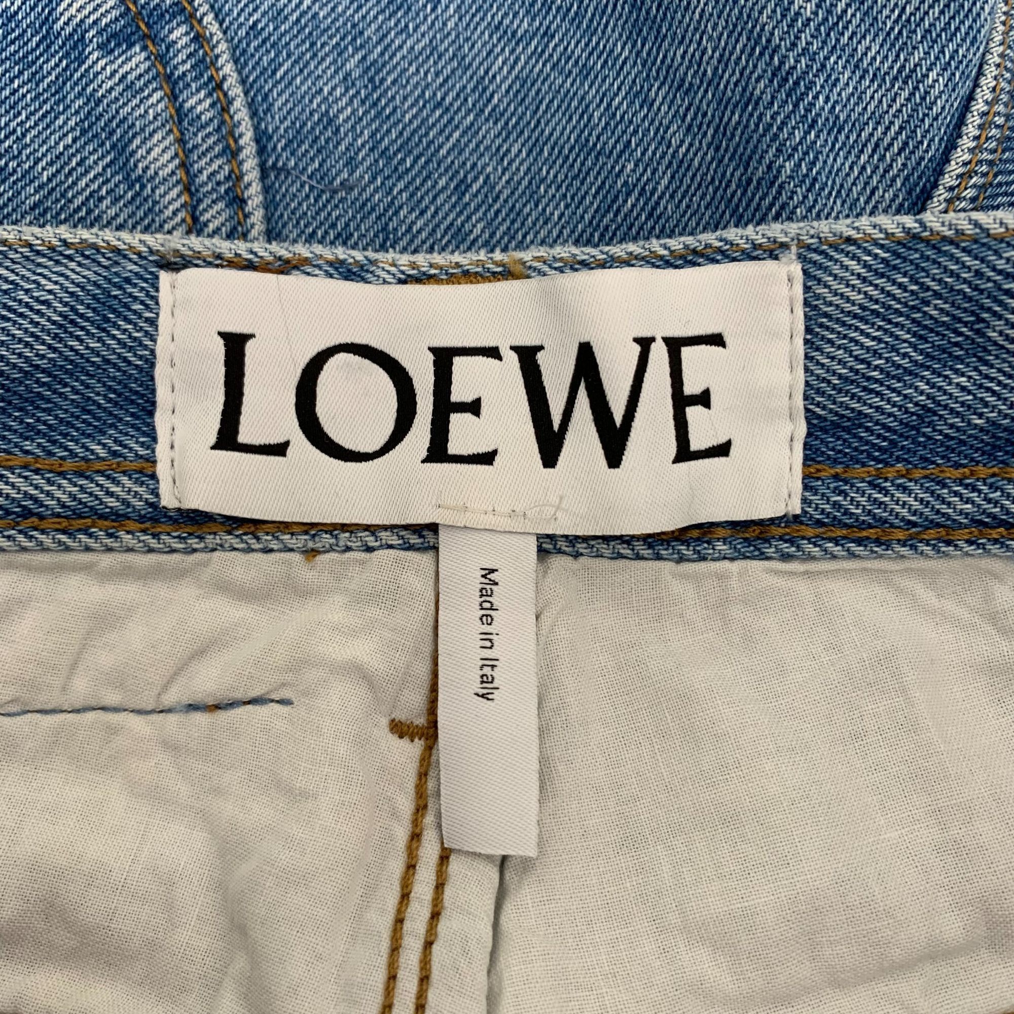 Loewe Loewe Blue Cuffed Cotton Denim Casual Trousers (Size 34/XXS) Size 27" / US 4 / IT 40 - 2 Thumbnail
