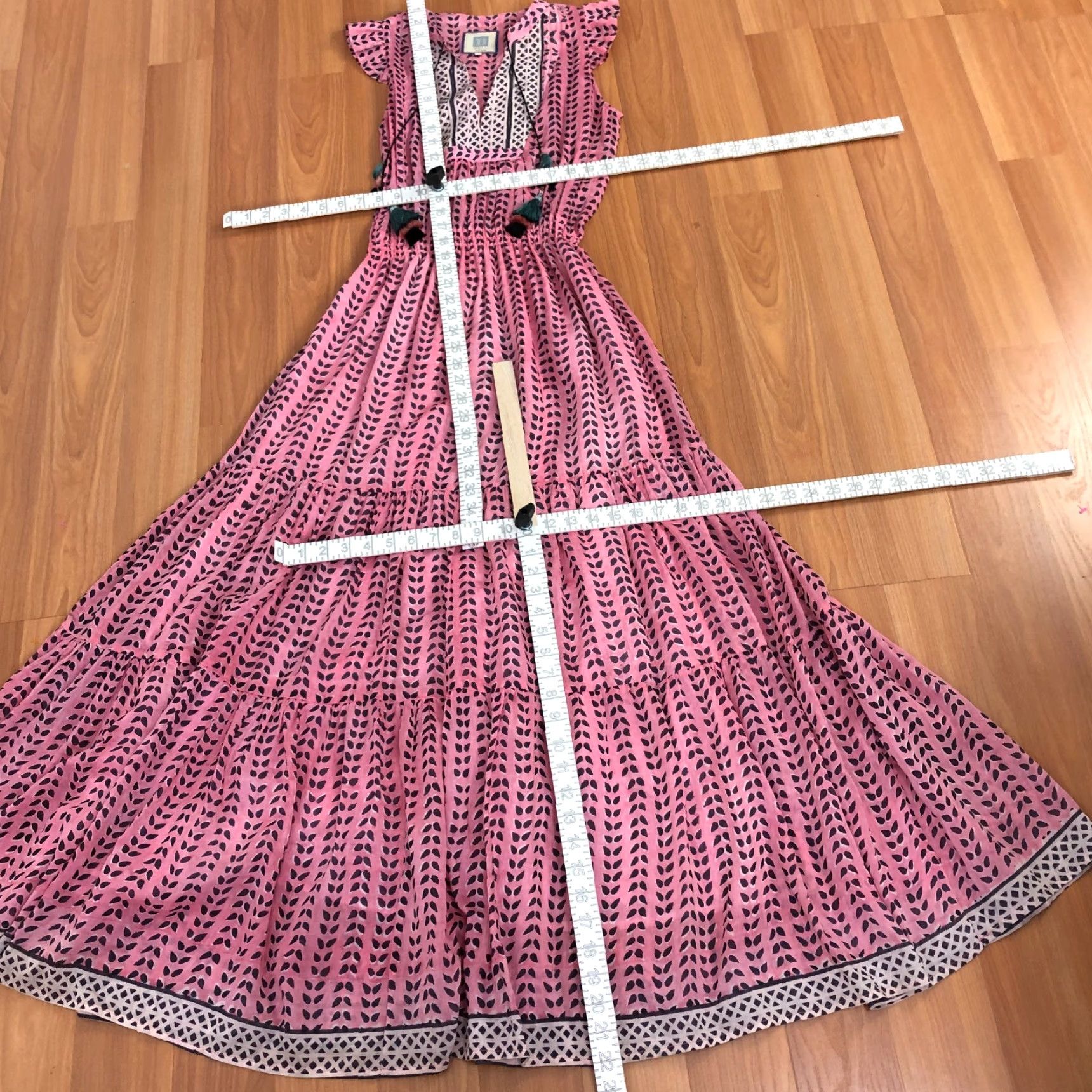 Bell Bell Maxi Dress Pink Cotton Silk A-Line Sleeveless V-Neck 58" Long Regular S Womens Bell Vintage: No Size S / US 4 / IT 40 - 6 Thumbnail