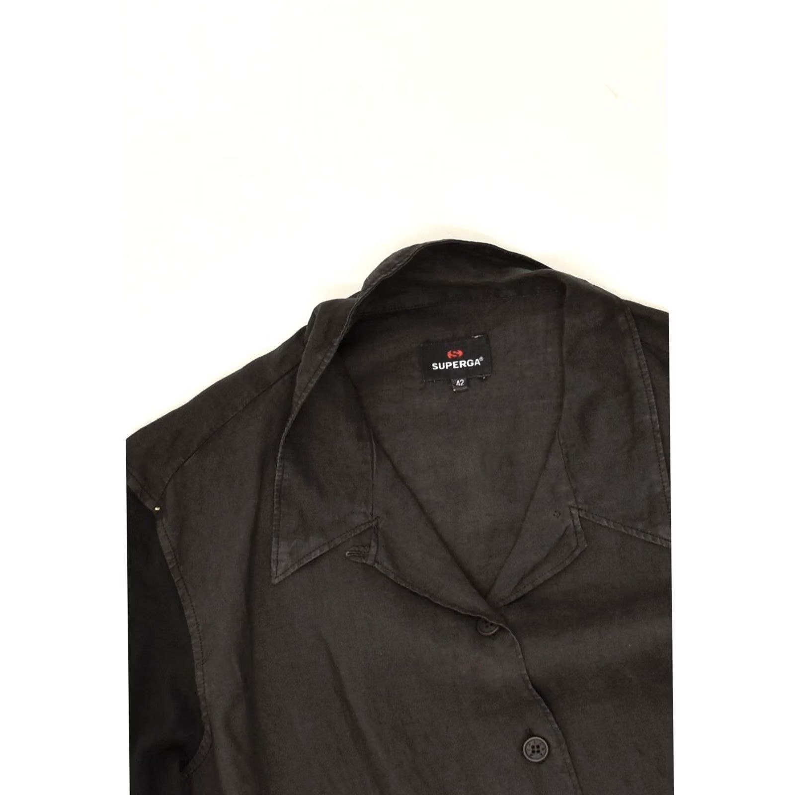 Superga SUPERGA Womens Shirt Medium Black Colourblock Flax LT01 Size M / US 6-8 / IT 42-44 - 3 Thumbnail