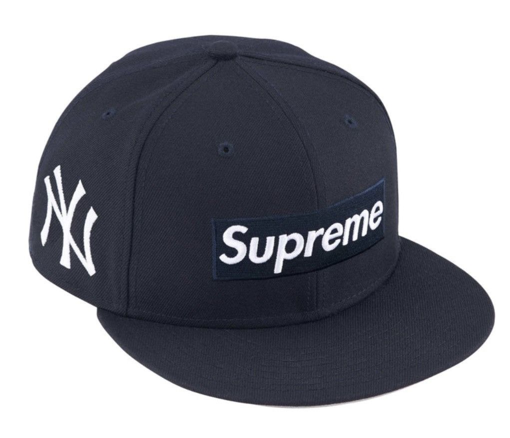 image of Mlb Teams New York Box Logo New Era Fitted Cap in Navy, Men's