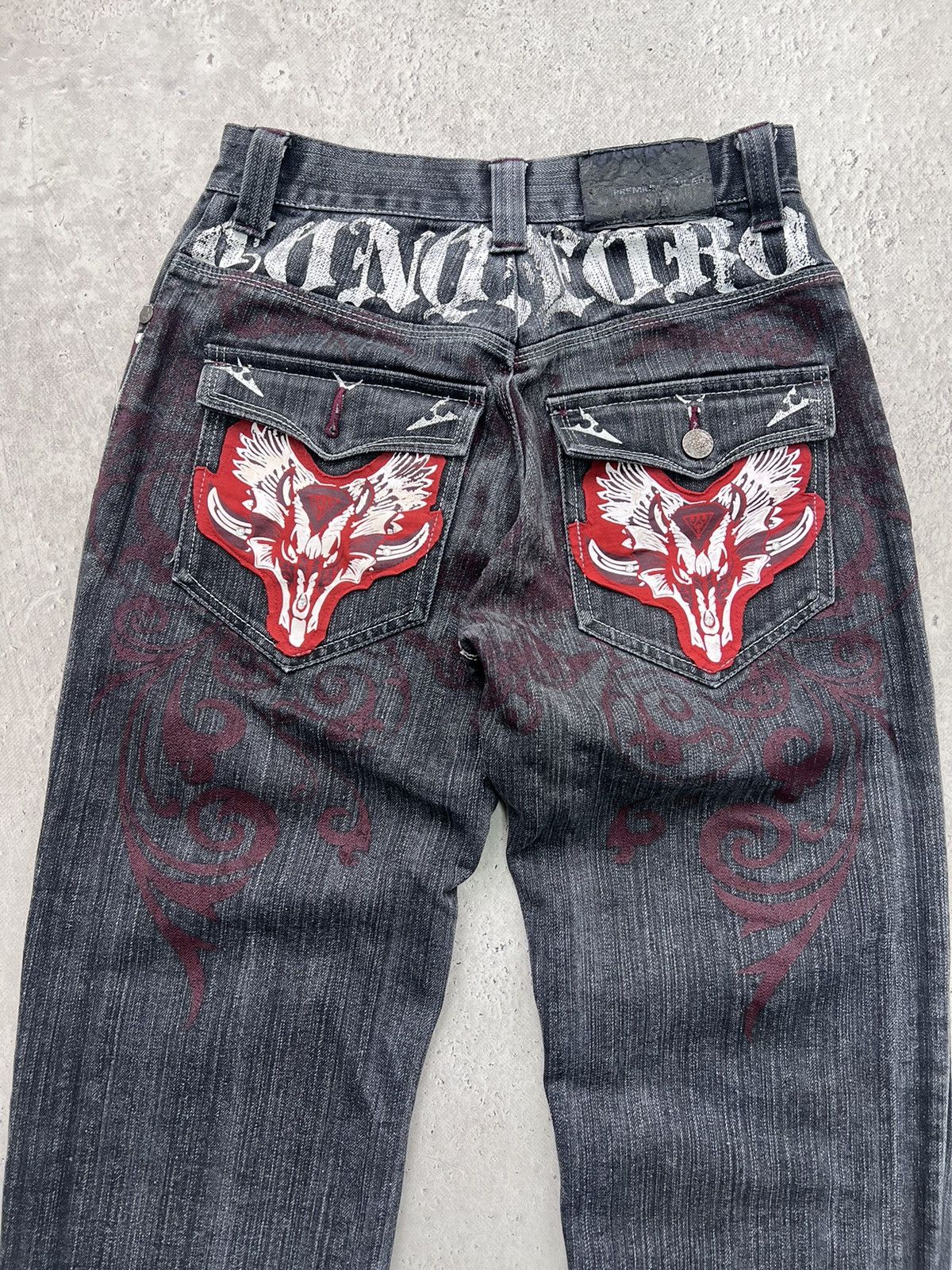 JNCO × Japanese Brand Crazy Vintage Y2K/2000s Grunge Dark Wash Denim Jeans! Size US 30 / EU 46 - 8 Thumbnail