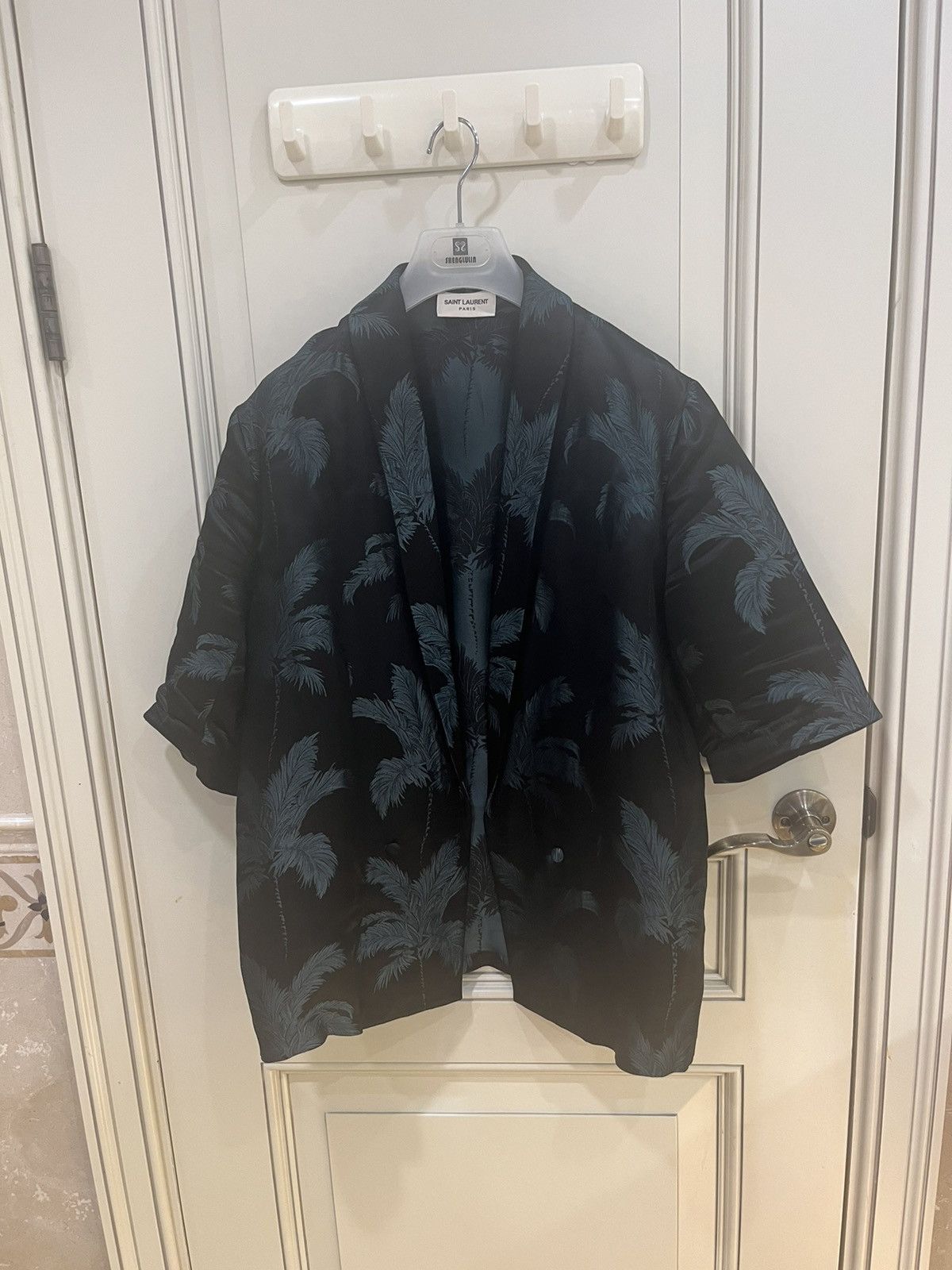 Saint Laurent Paris shawl lapel silk jacquard jacket and pants Size 46R - 17 Thumbnail