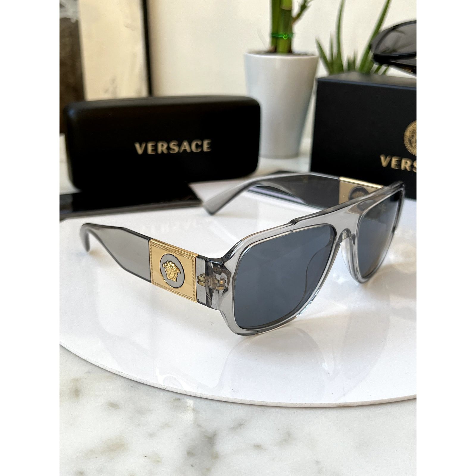 Versace NEW Versace VE4436U Transparent Grey Aviator Sunglasses Size ONE SIZE - 5 Thumbnail