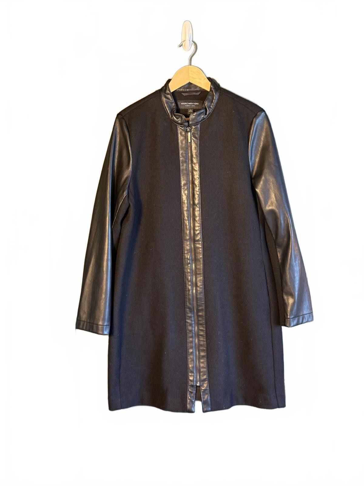 Other Marc New York Coat w/ Faux Leather Trim Size L / US 10 / IT 46 - 1 Thumbnail