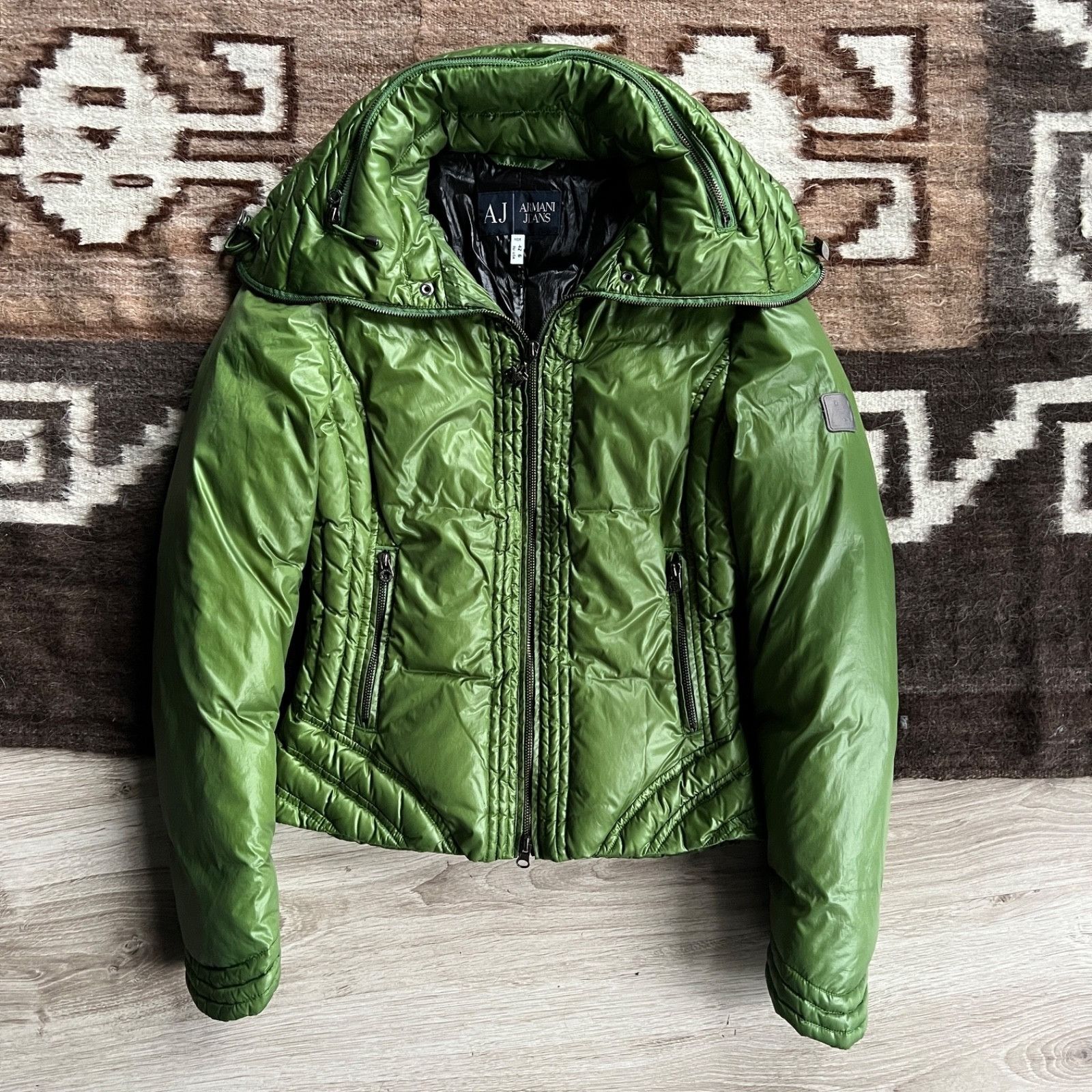 Armani Armani Jeans Vintage Shiny Nylon Down Puffer Jacket 9586AC Size L / US 10 / IT 46 - 1 Thumbnail
