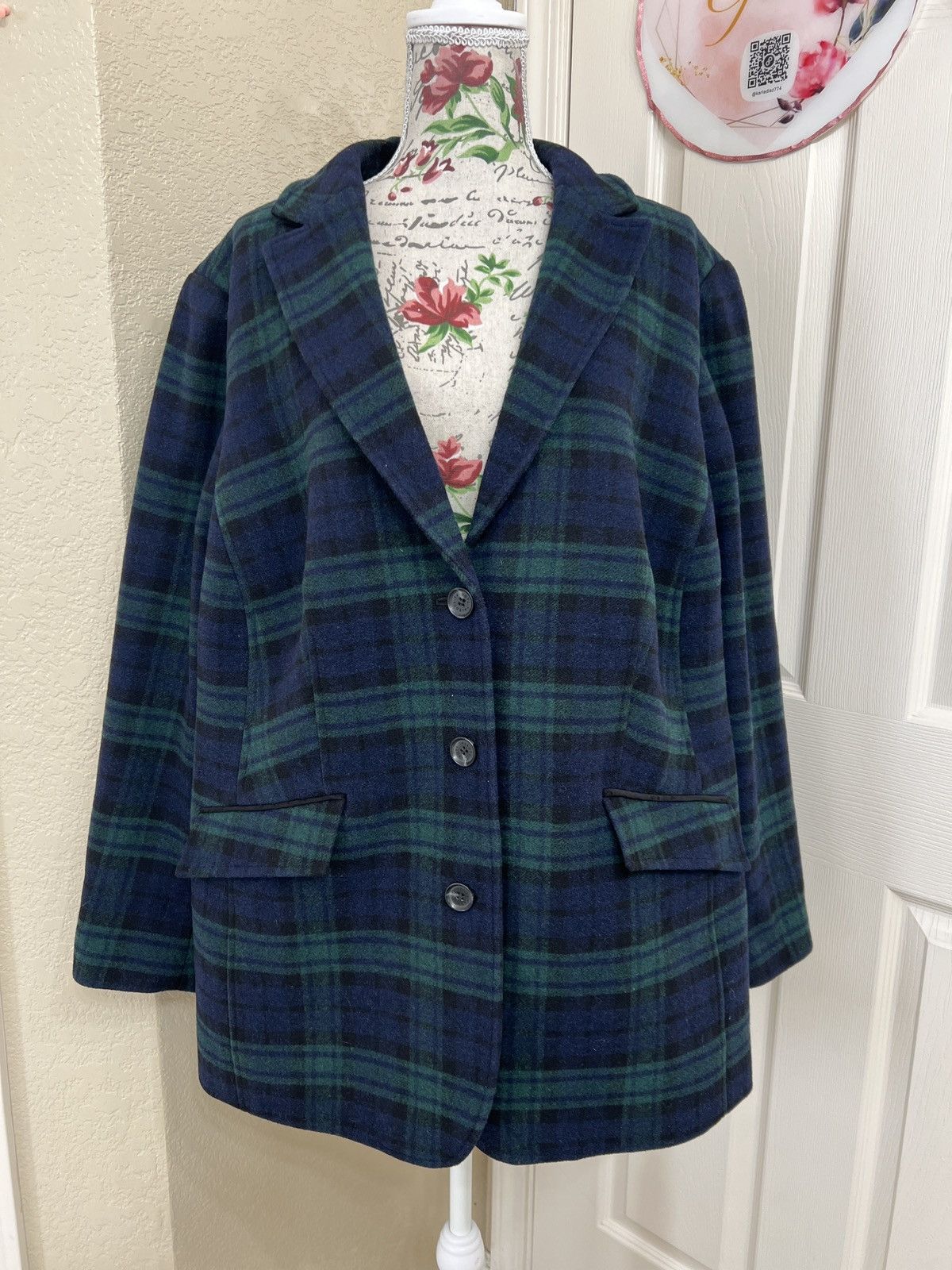 Talbots Talbots Blue and Green Plaid wool Blazer size 22W Size 3XL / US 20-22 - 1 Thumbnail