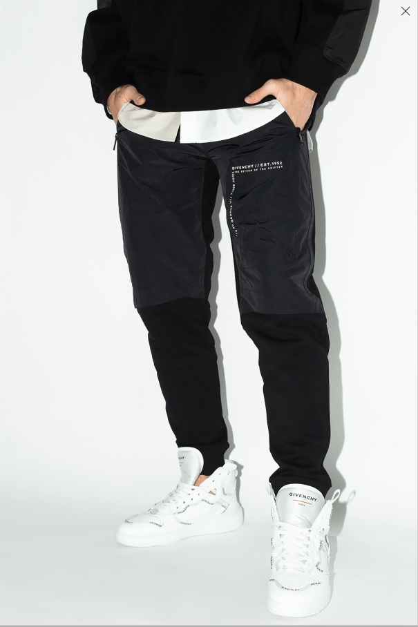 Givenchy Black Nylon Panel Address Logo Sweatpants Size US 32 / EU 48 - 4 Thumbnail