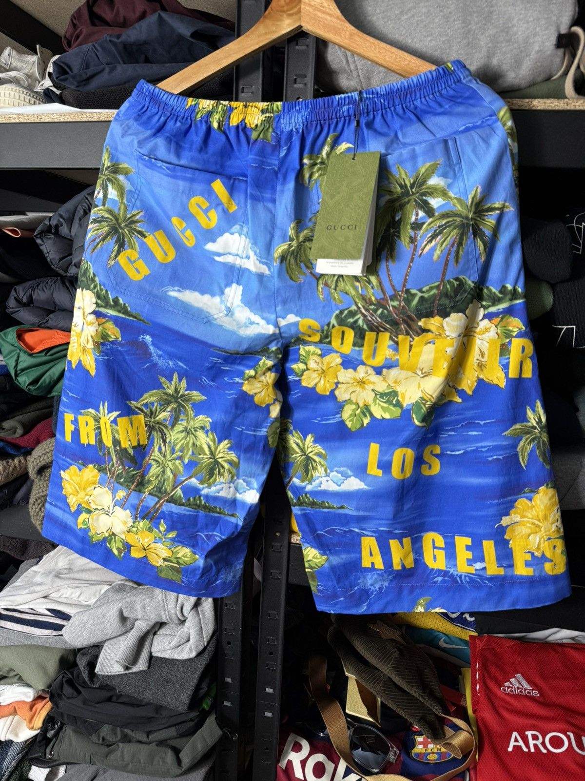 Gucci Gucci Souvenir From Los Angeles Shorts Blue Hawaii Print Size US 29 - 6 Thumbnail