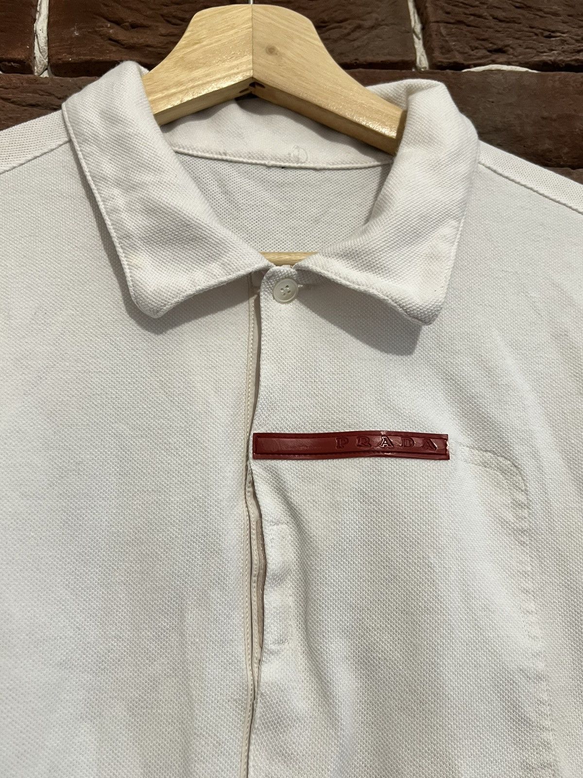 Prada Prada Red Tab Casual Polo Logo Luxury Designer XL white Size US XL / EU 56 / 4 - 4 Thumbnail