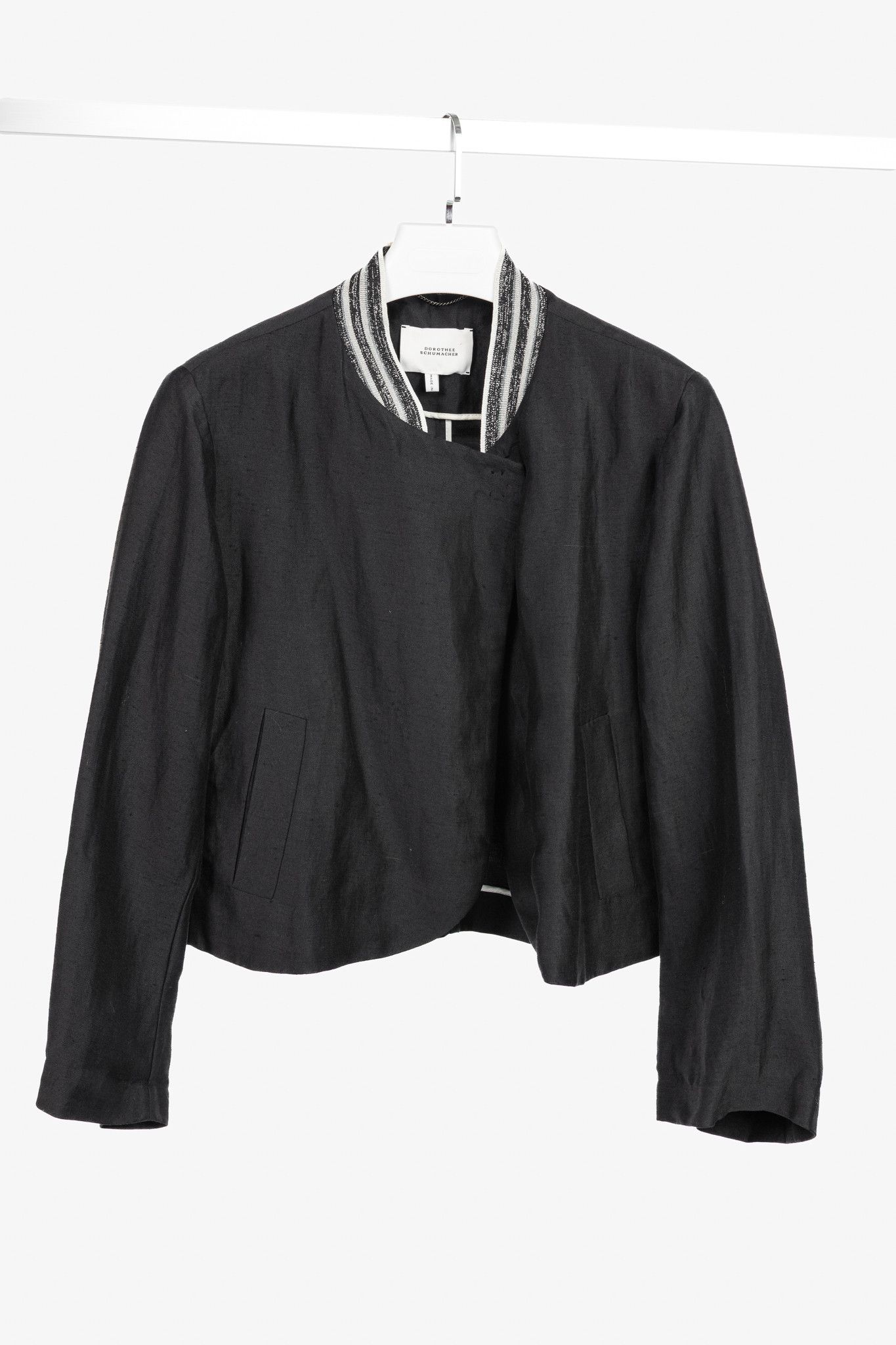 DOROTHEE SCHUMACHER Dorothee Schumacher Linen Shantung Metallic-Collar Jacket Size XXL / US 16-18 / IT 52-54 - 1 Thumbnail