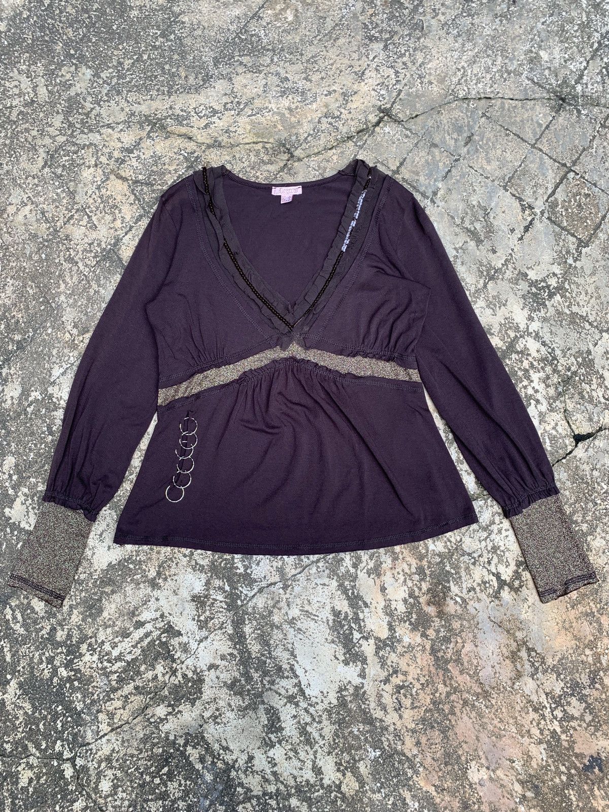 Other y2k Axara France Gold Glitters Cross Design Longsleeve Top Size M / US 6-8 / IT 42-44 - 1 Thumbnail