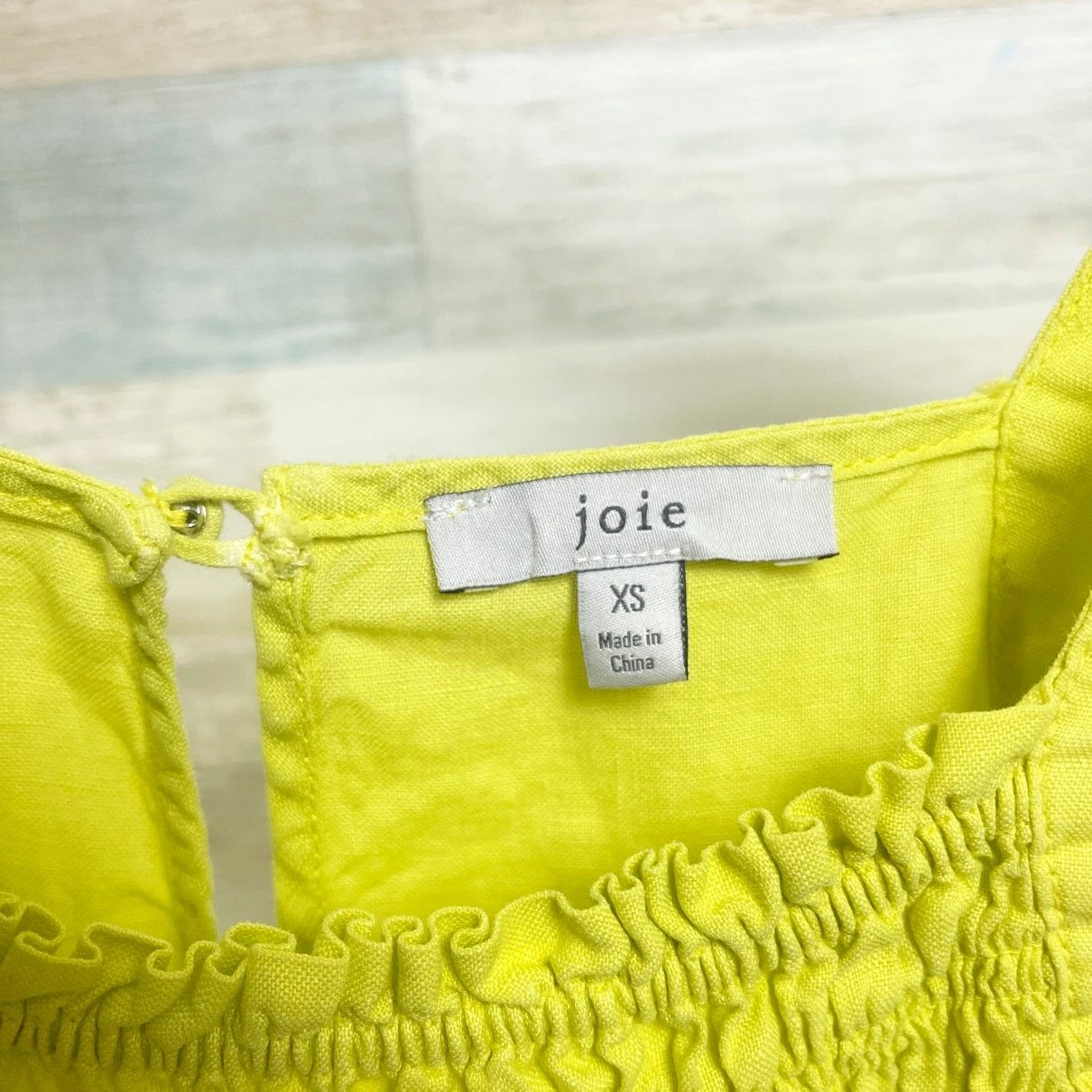 Joie JOIE Linen Alina Romper Neon Yellow Smocked Pockets Women XS Size 25" / US 0 / IT 36 - 6 Thumbnail