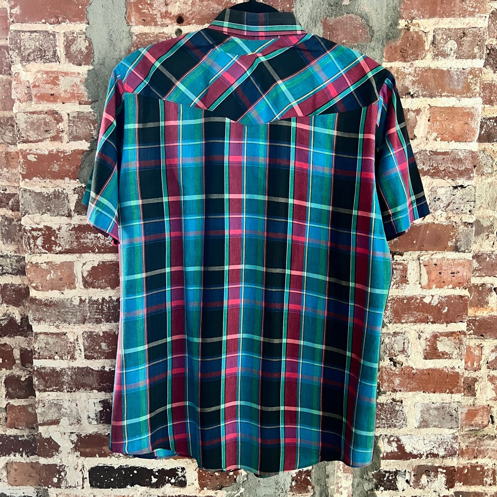 Vintage VTG ELY Plains Men's SS Black Plaid Pearl Snap Shirt M 21x30 Size US M / EU 48-50 / 2 - 5 Thumbnail