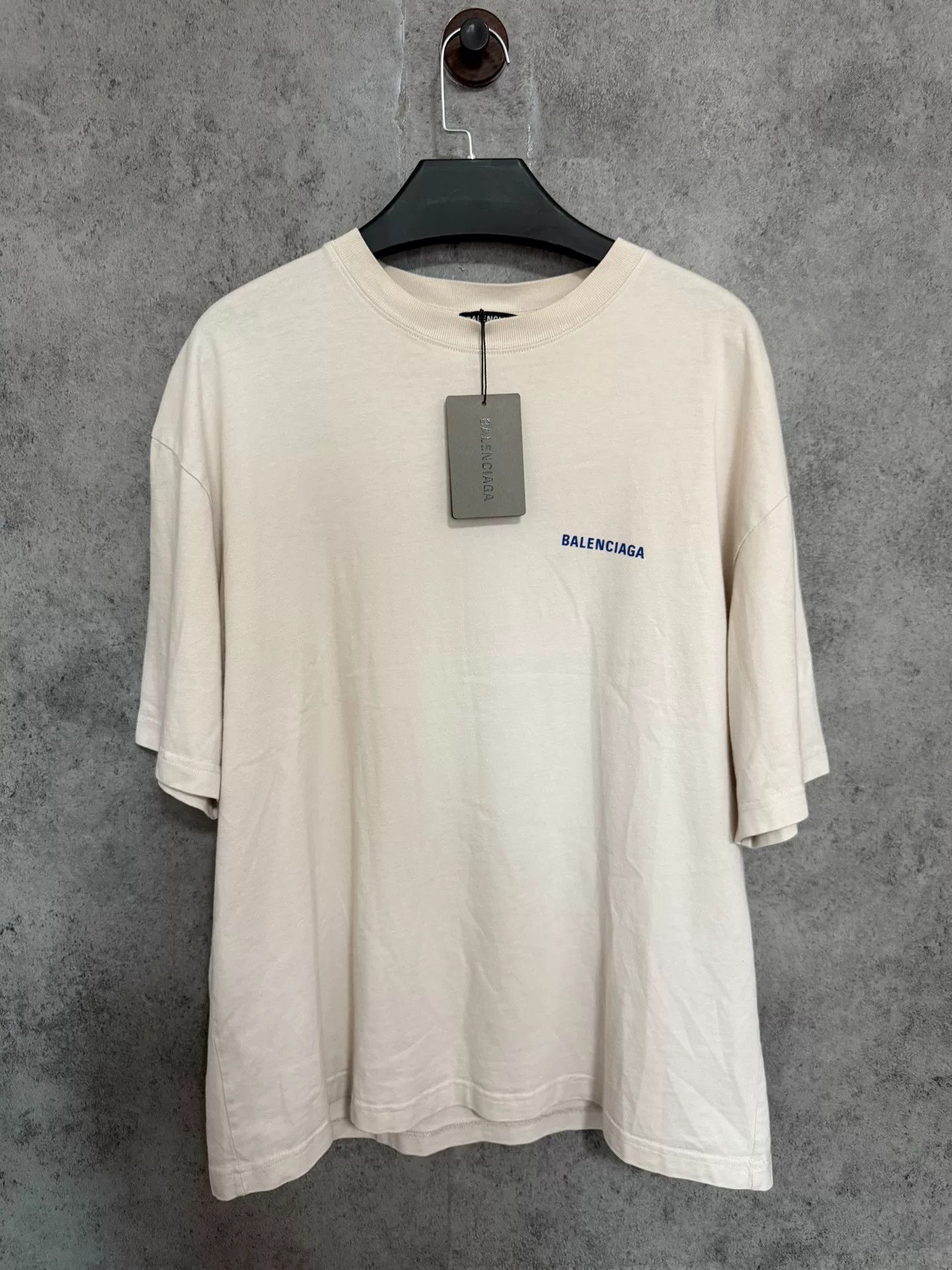 Balenciaga Beige Logo Short Sleeve Tee