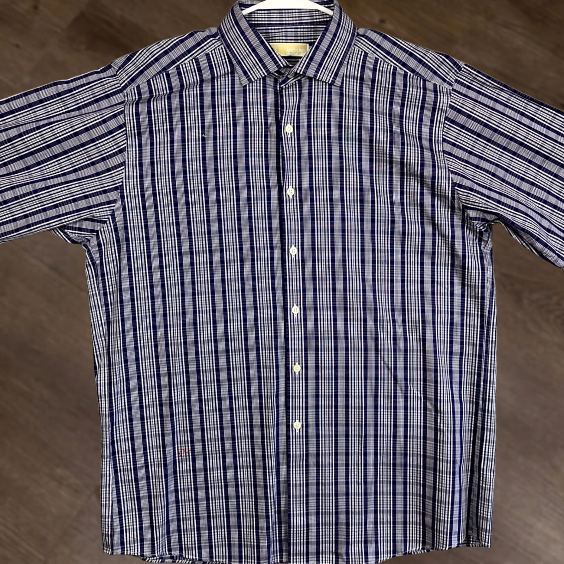 Michael Kors VINTAGE? No. Michael Kors Men Dress Shirt Purple Plaid Button Up Regular Fit 16.5 32-33 Long Sleeve Cotton Shirt Mens Size 46R - 1 Thumbnail