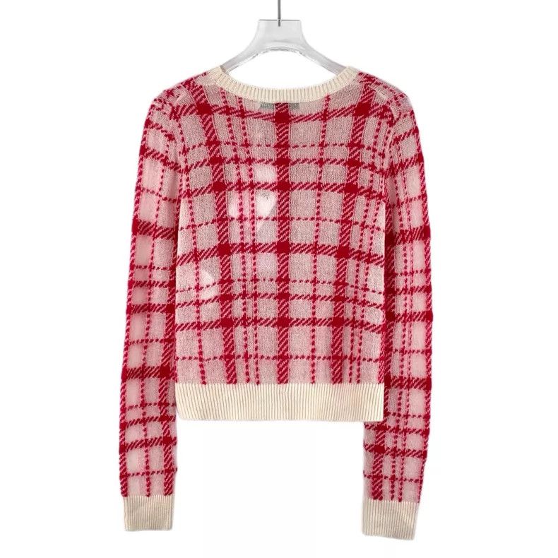 Dior Dior Colour-blocked plaid Mohai wool round-neck long-sleev Size XS / US 0-2 / IT 36-38 - 2 Thumbnail