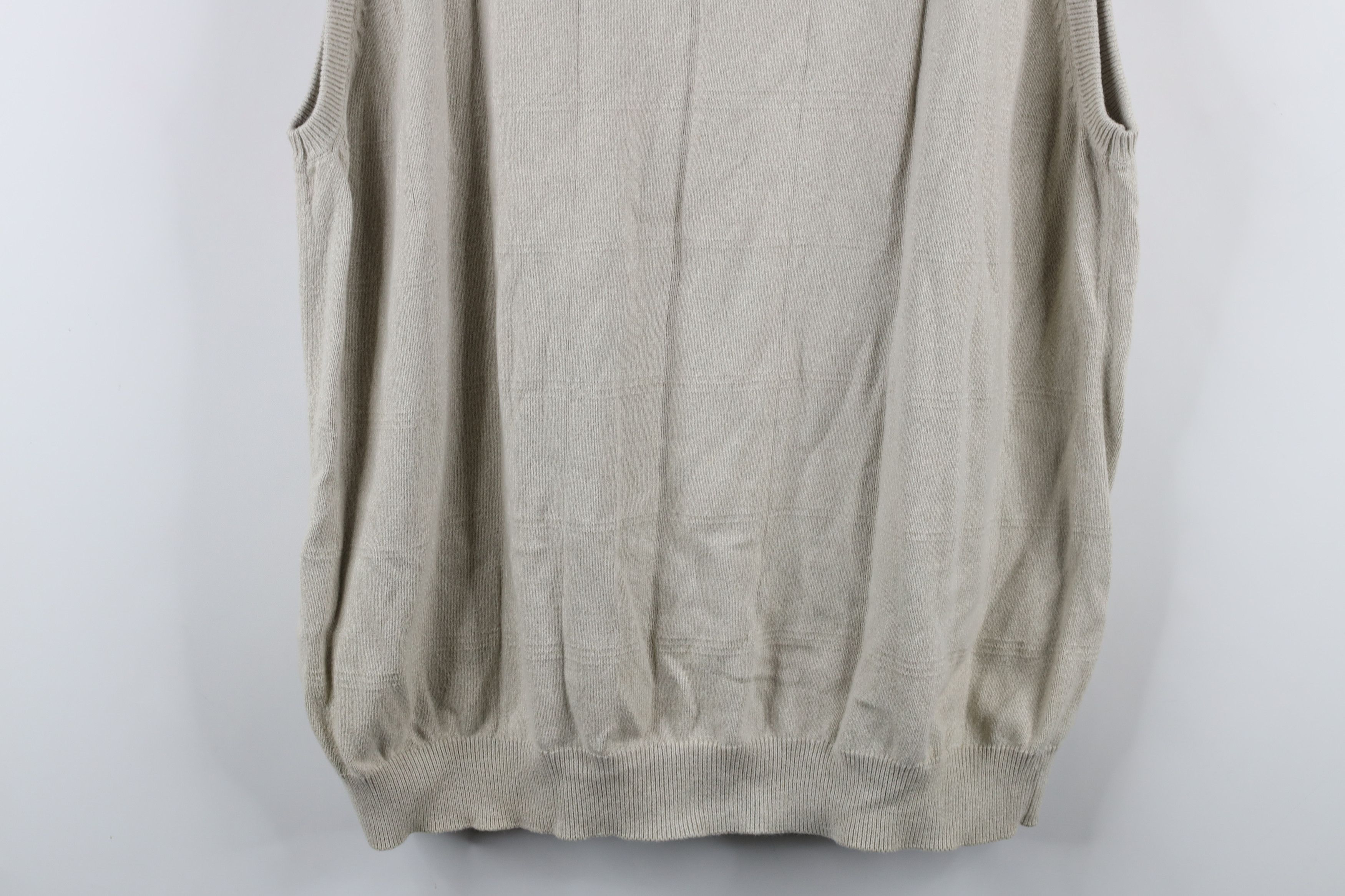 Vintage Vintage 90s Streetwear Cotton Knit V-Neck Sweater Vest Beige Size US XL / EU 56 / 4 - 10 Thumbnail