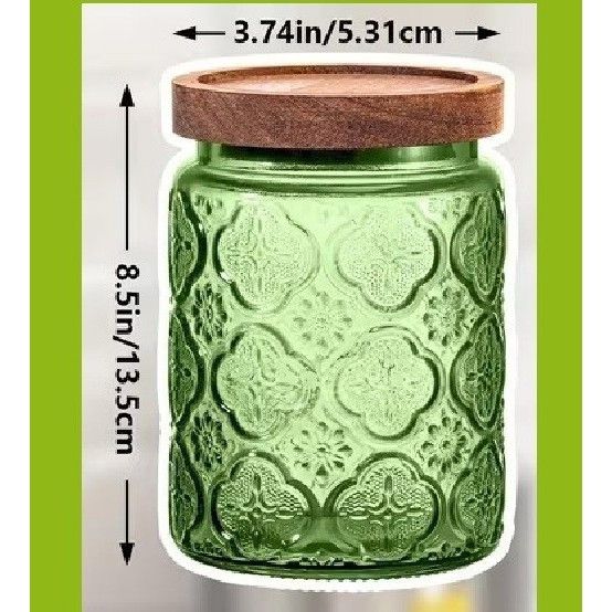 Other Textured Colored Glass Jar Airtight Wooden Lid, 24 Fl Oz Con Size ONE SIZE - 4 Thumbnail