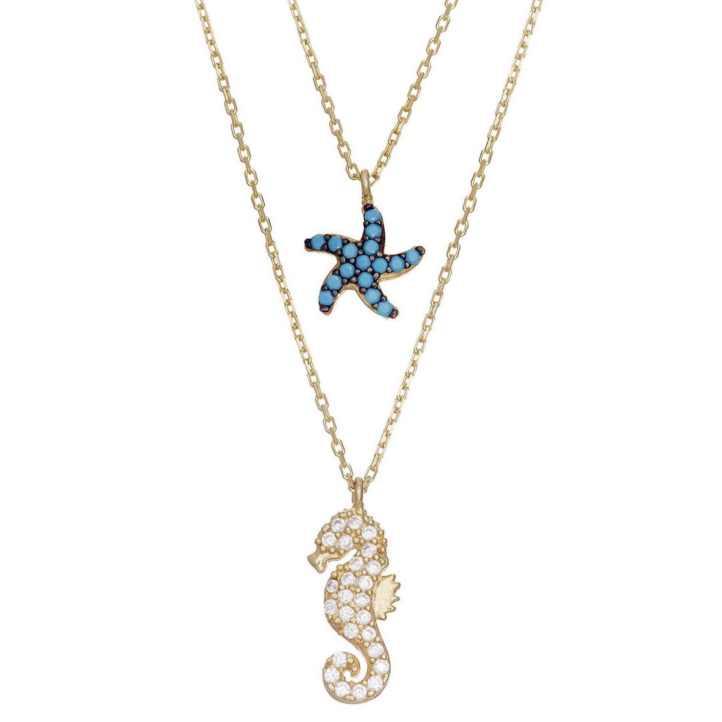 Other New Sterling Silver Starfish Seahorse CZ Micro Pave Double C Size ONE SIZE - 1 Thumbnail