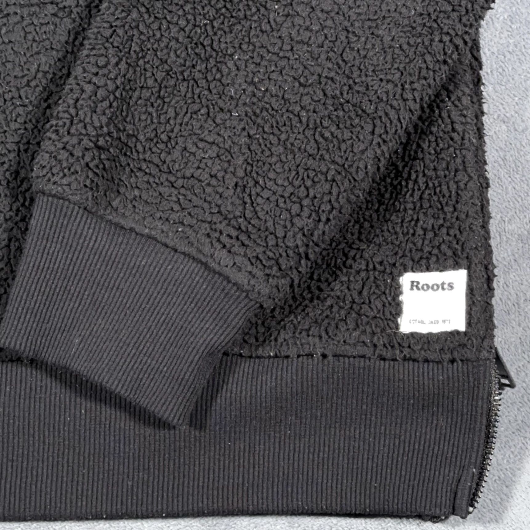 Roots Roots Hoodie Womens Small Black Sherpa Fleece Pullover Kangaroo Pocket Side Zip Size S / US 4 / IT 40 - 4 Thumbnail