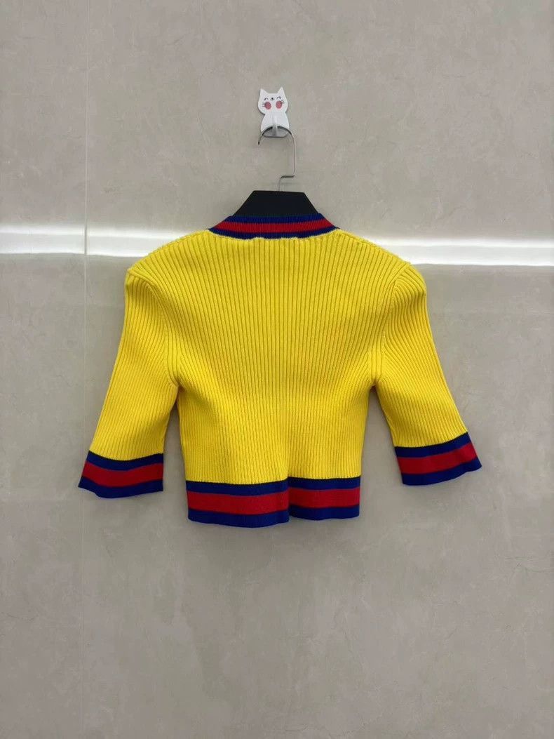 Gucci Gucci V-Neck Short Sleeve Crop Sweater-2508 Size US S / EU 44-46 / 1 - 2 Thumbnail