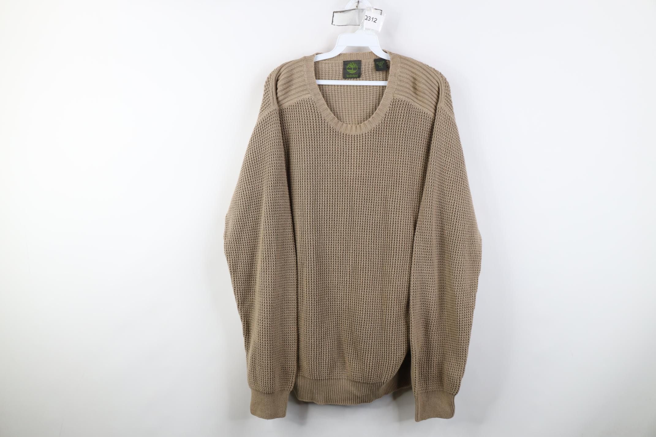 Timberland Vintage 90s Y2K Timberland Chunky Thermal Knit Sweater Beige Size US L / EU 52-54 / 3 - 1 Thumbnail