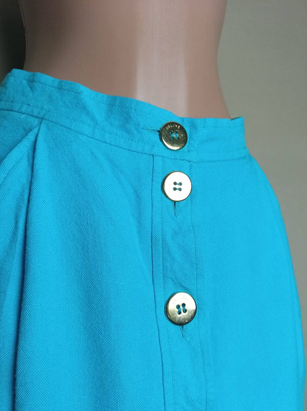 Celine × Vintage CELINE Paris Vintage 1980’s Wool Skirt Classic Blue Size 28" / US 6 / IT 42 - 3 Thumbnail