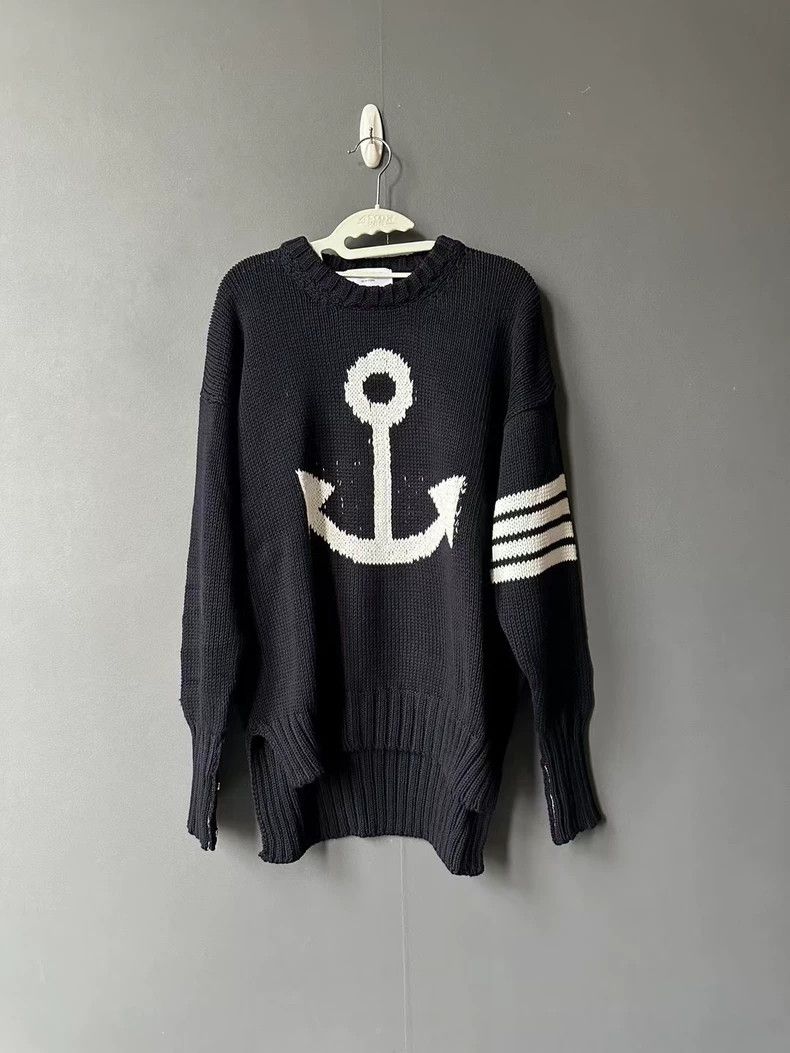 Thom Browne Thom Browne size2 Navy blue anchor knit sweater Size US M / EU 48-50 / 2 - 1 Thumbnail