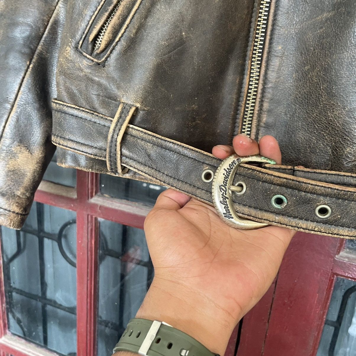 Harley Davidson Harley Davidson 90s - Distressed Leather Jacket Size US M / EU 48-50 / 2 - 8 Thumbnail