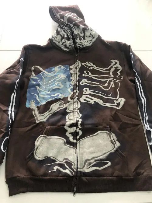 Japanese Brand Mikami x Chiba Skeleton Print Zip Up Hoodie Punk Rock Y2k Size US L / EU 52-54 / 3 - 7 Thumbnail