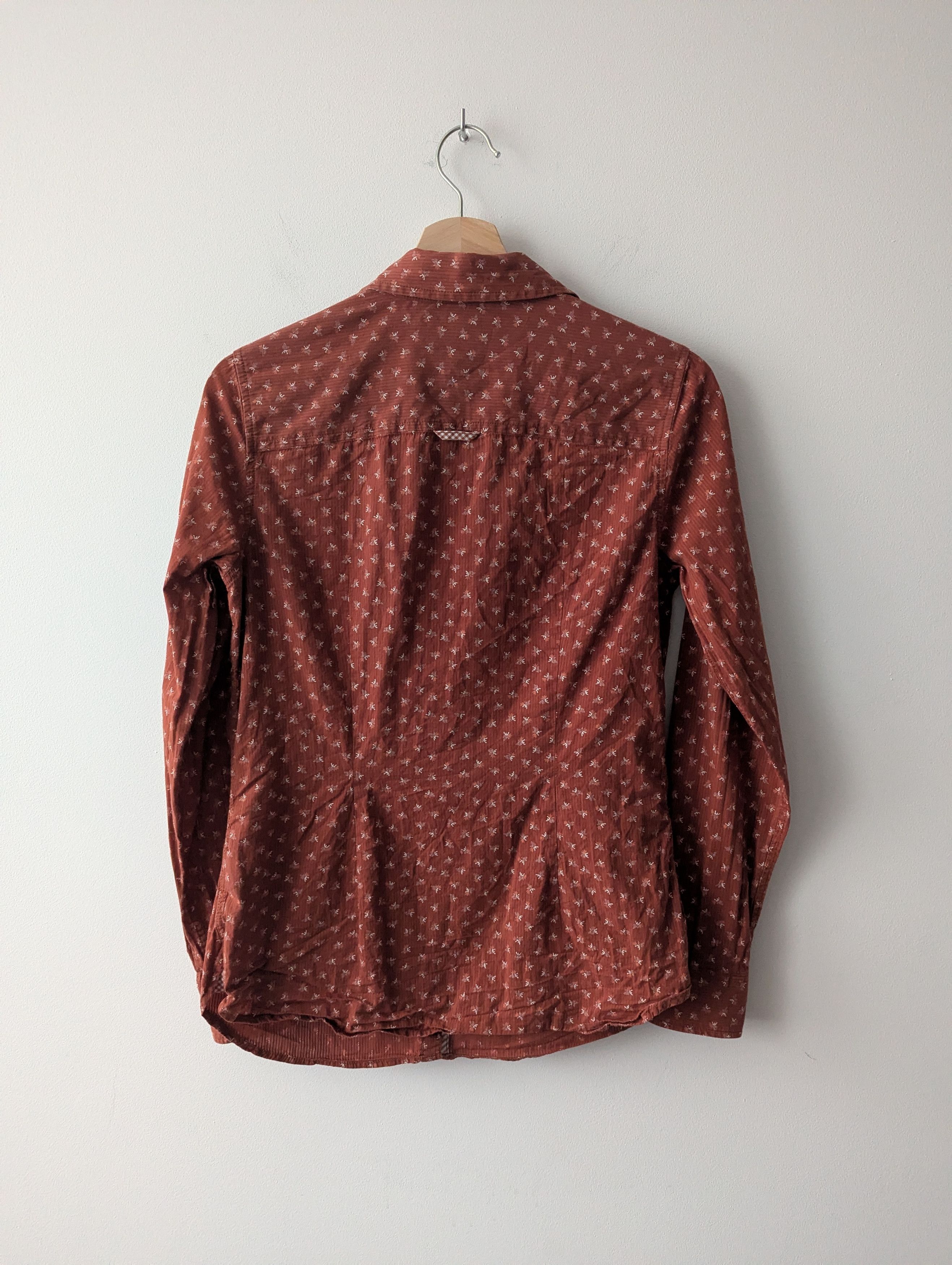 Tommy Hilfiger Tommy Hilfiger Printed Cotton Shirt Fitted Rust Orange Brown Size M / US 6-8 / IT 42-44 - 12 Thumbnail