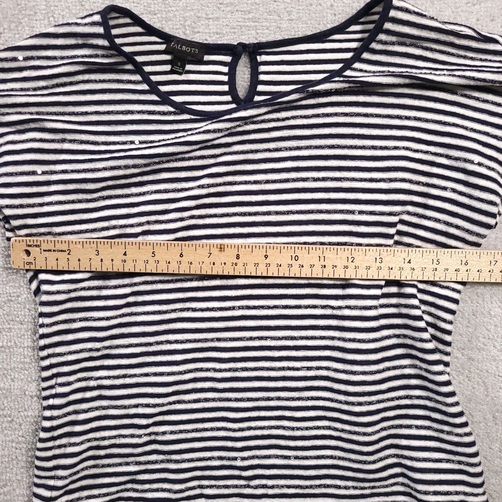 Talbots Talbots Top Striped Linen Blend Short Sleeve Blue White Size Small Womens Size S / US 4 / IT 40 - 3 Thumbnail