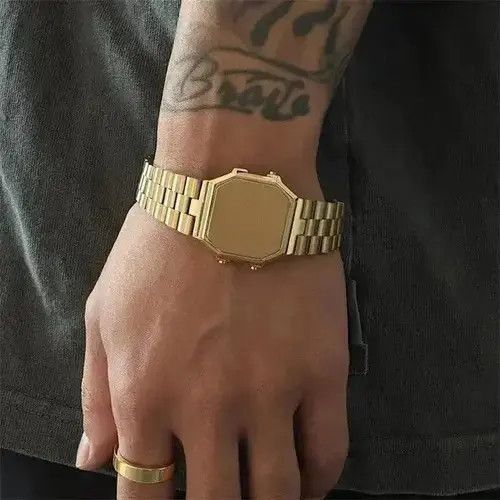Jewelry Streetwear Punk Titanium Steel Timeless Watch Bracelet Chain in Gold, Men's