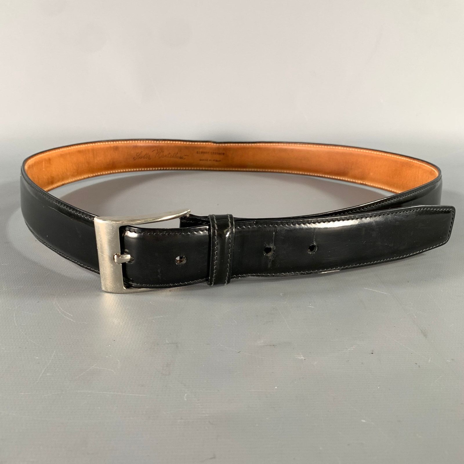 Sutor Mantellassi SUTOR MANTELLASSI Size 38 Black Solid Leather Belt Size 38 - 1 Thumbnail