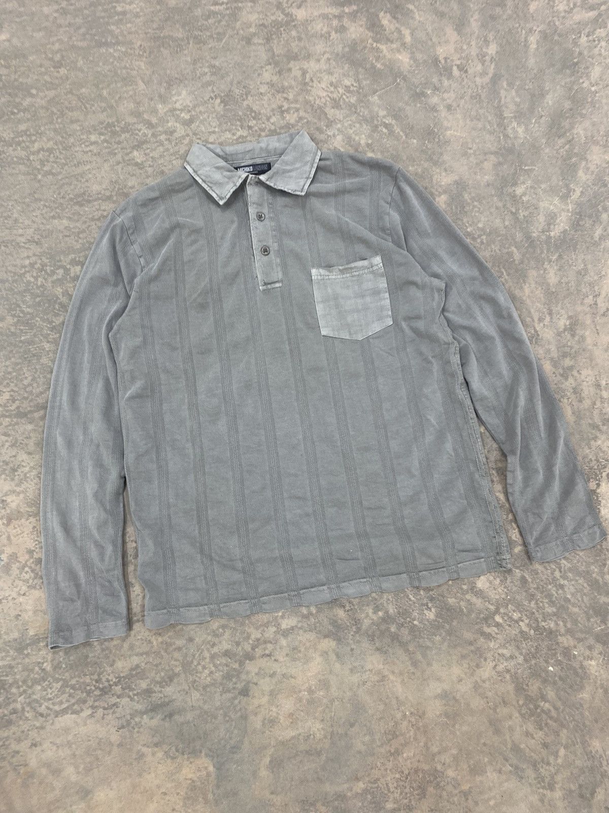 Le Grande Bleu (L.G.B.) MICHIKO LONDON WASHED GREY POLO COLLAR LS Size US M / EU 48-50 / 2 - 2 Thumbnail
