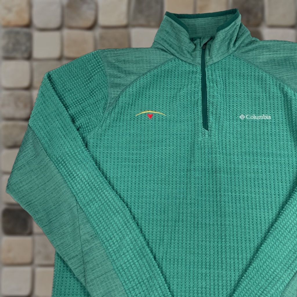 Vintage Columbia Jacket Men Large Green Grid Fleece 1/4 Zip Pullover Hiking Ski Outdoors Size US L / EU 52-54 / 3 - 1 Thumbnail