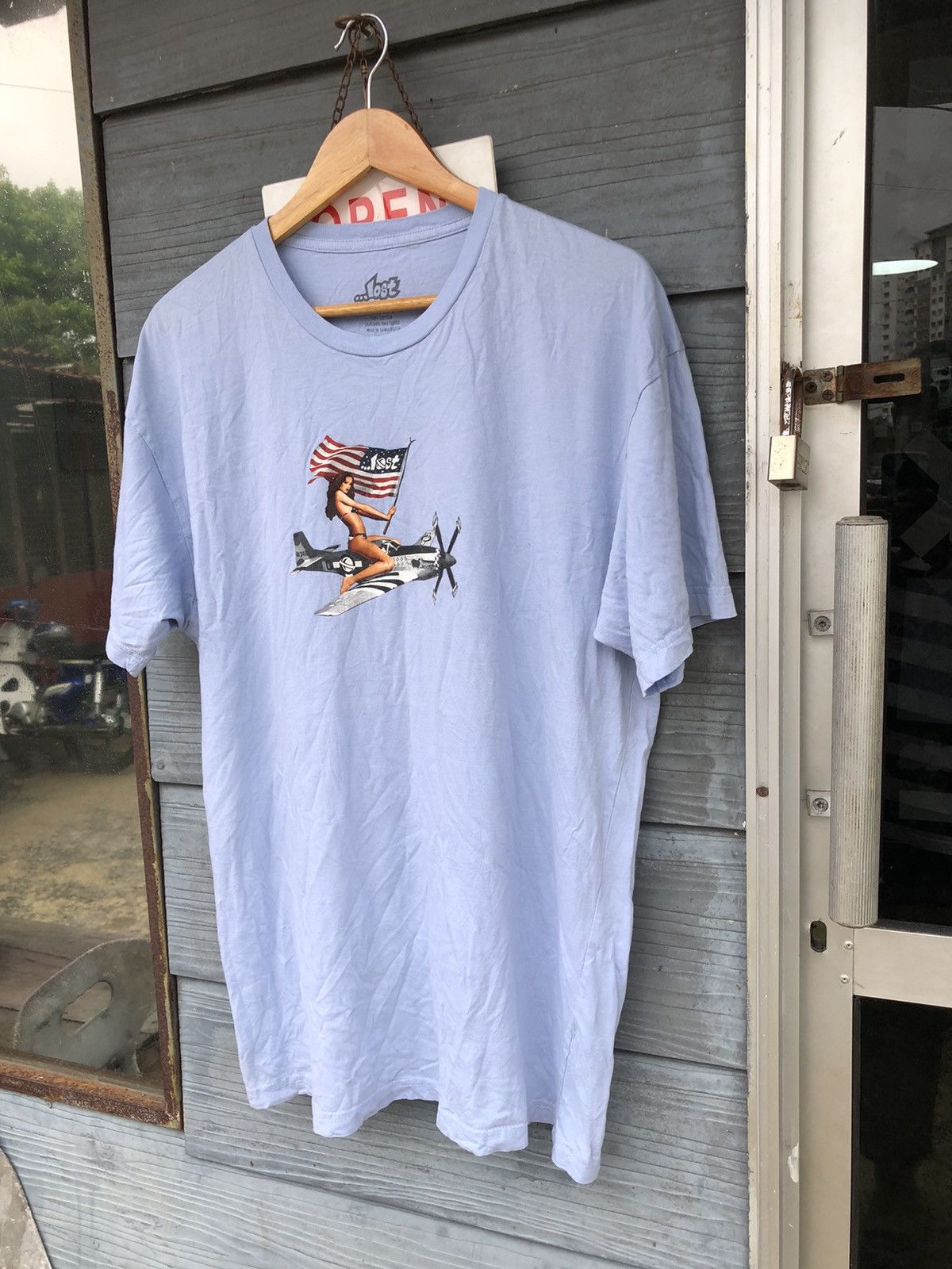 Hysteric Glamour × Vintage 🔥Vintage Y2K🔥RARE Lost Industries Girl Usa Plane Tshirt Size US XL / EU 56 / 4 - 5 Thumbnail